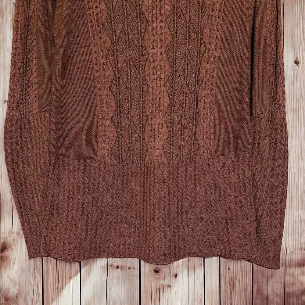 Peruvian‎ Connection Cable Knit Sweater | Womens Small | Brown 100% Pima Cotton